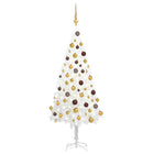 Kunstkerstboom Met Verlichting En Kerstballen 20 Cm Wit 120 x 75 cm Goud