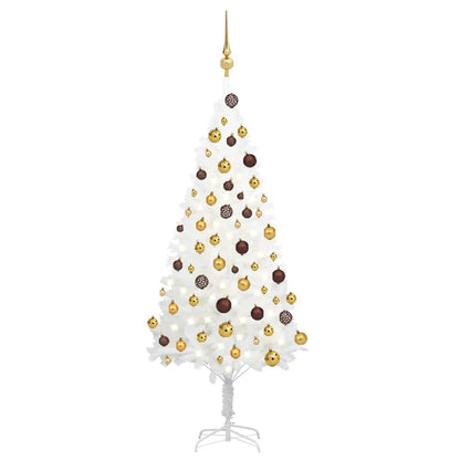 Kunstkerstboom Met Verlichting En Kerstballen 20 Cm Wit 120 x 75 cm Goud