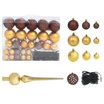 Kunstkerstboom Met Verlichting En Kerstballen 20 Cm Wit 120 x 75 cm Goud