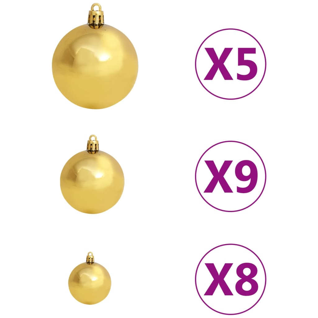 Kunstkerstboom Met Verlichting En Kerstballen 20 Cm Wit 120 x 75 cm Goud