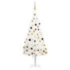 Kunstkerstboom Met Verlichting En Kerstballen 50 Cm Pvc Wit 150 x 75 cm Goud