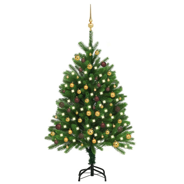 Kunstkerstboom Met Verlichting En Kerstballen 20 Cm Groen 120 x 75 cm Goud