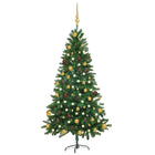 Kunstkerstboom met verlichting en kerstballen 150 cm groen 150 x 75 cm Goud