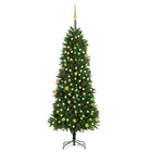 Kunstkerstboom Met Verlichting En Kerstballen 240 Cm Groen 240 x 100 cm Goud