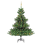 Kunstkerstboom Nordmann met LED's en kerstballen 240 cm groen 240 x 168 cm Goud