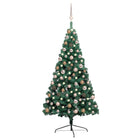 Kunstkerstboom Met Verlichting En Kerstballen Half 50 Cm Groen 150 x 95 cm green and rose