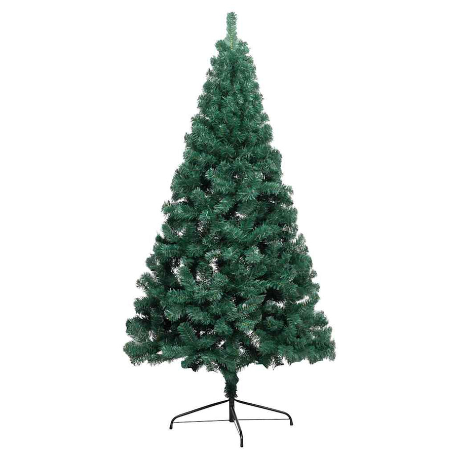 Kunstkerstboom met verlichting en kerstballen half 150 cm groen
