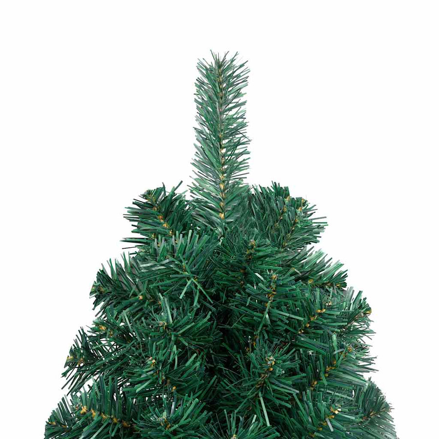 Kunstkerstboom met verlichting en kerstballen half 150 cm groen