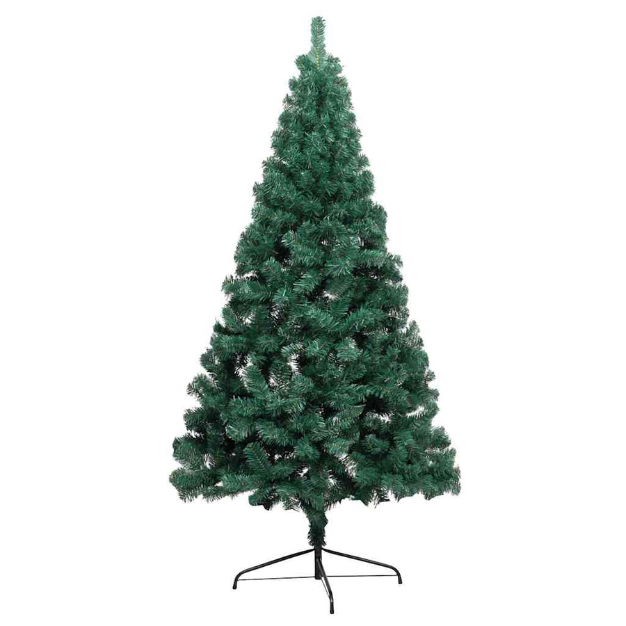 Kunstkerstboom met verlichting en kerstballen half 180 cm groen