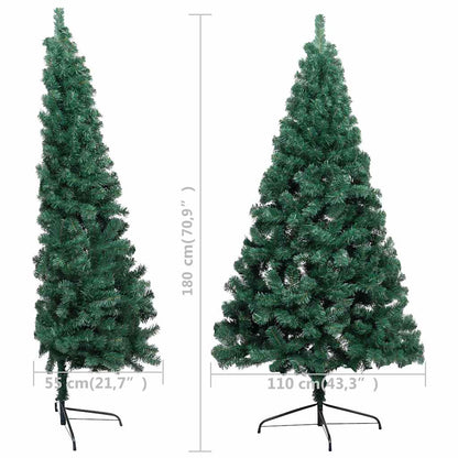 Kunstkerstboom met verlichting en kerstballen half 180 cm groen