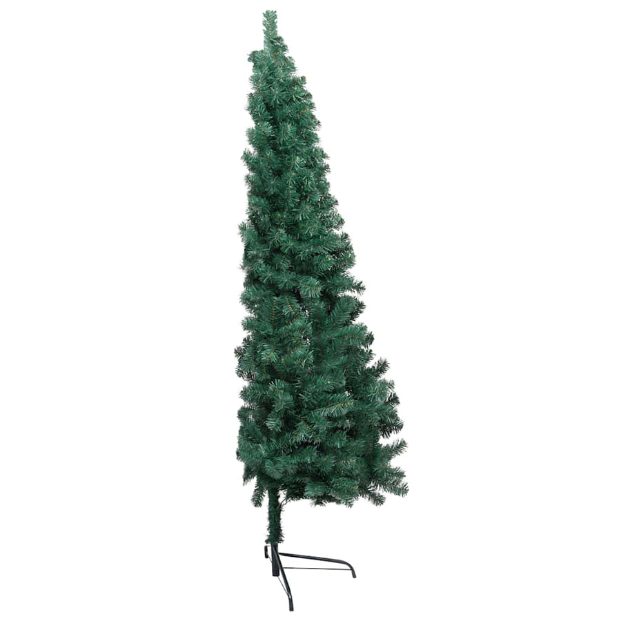 Kunstkerstboom met verlichting en kerstballen half 180 cm groen
