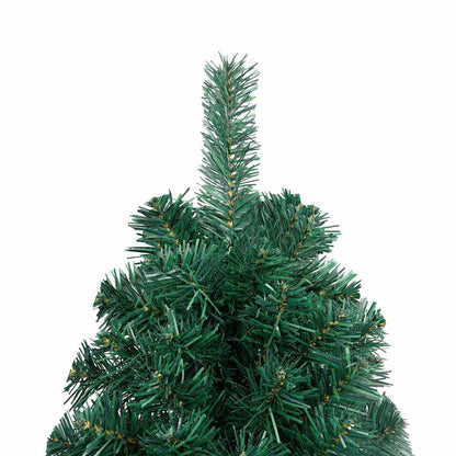 Kunstkerstboom met verlichting en kerstballen half 210 cm groen