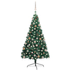 Kunstkerstboom Met Verlichting En Kerstballen Half 240 Cm Groen 240 x 125 cm green and rose