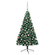 Halve kunstkerstboom 240 cm groen met verlichting en ballen