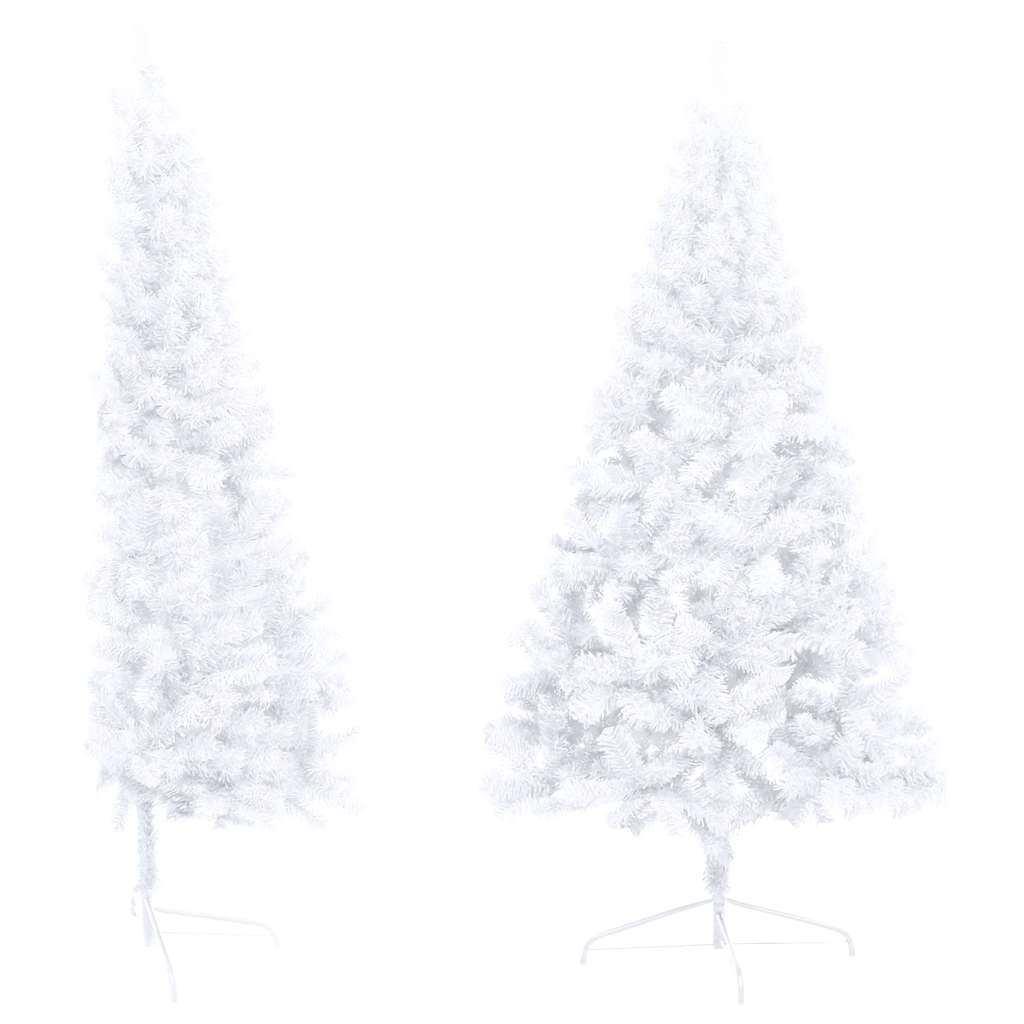 Kunstkerstboom met verlichting en kerstballen half 120 cm wit