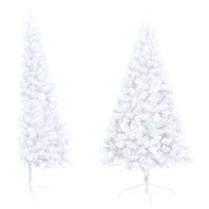 Kunstkerstboom met verlichting en kerstballen half 120 cm wit