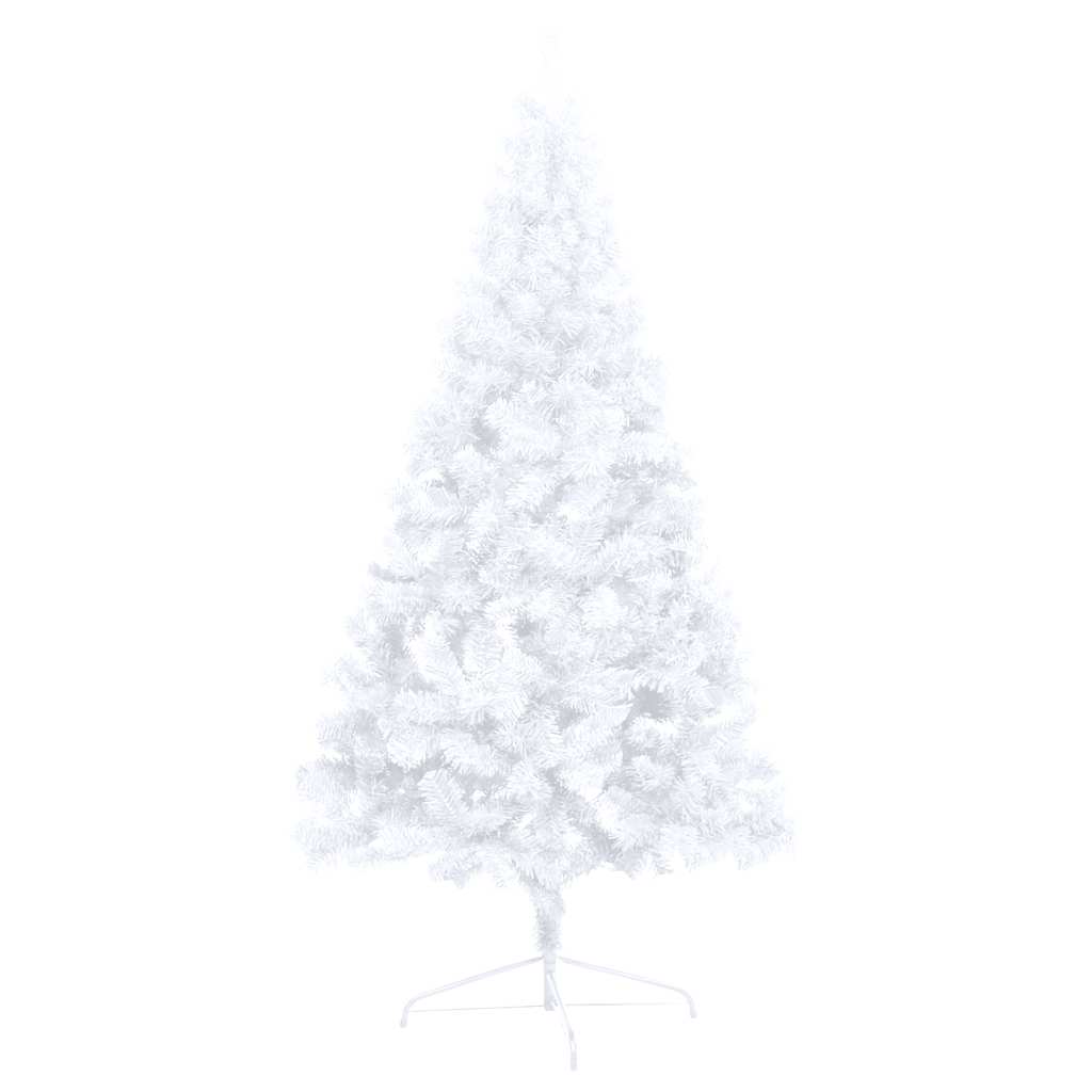 Kunstkerstboom met verlichting en kerstballen half 120 cm wit