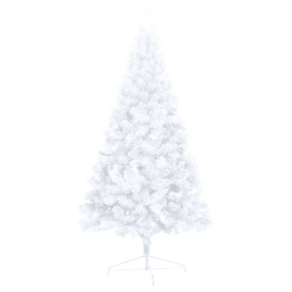 Kunstkerstboom met verlichting en kerstballen half 120 cm wit