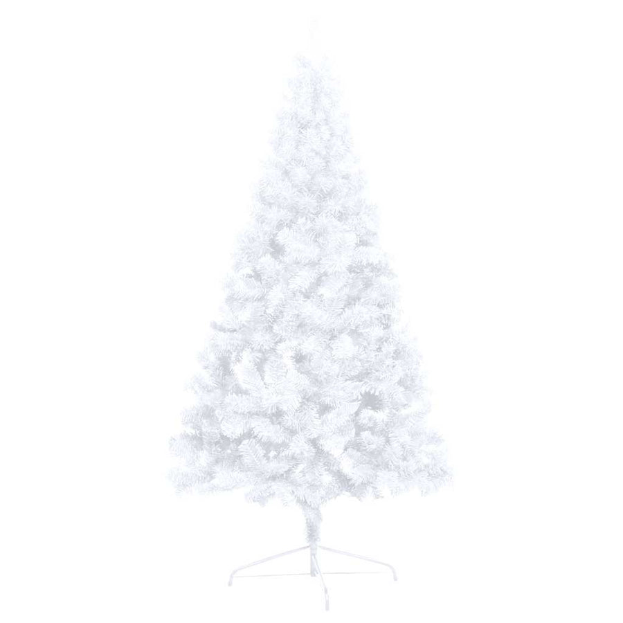 Kunstkerstboom met verlichting en kerstballen half 120 cm wit