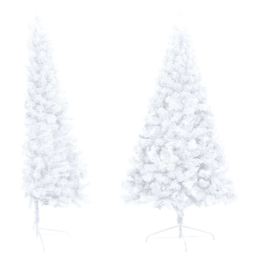 Kunstkerstboom met verlichting en kerstballen half 240 cm wit