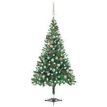 Kunstkerstboom Met Verlichting En Kerstballen 546 Takken 180 Cm 180 x 90 cm groen en roze