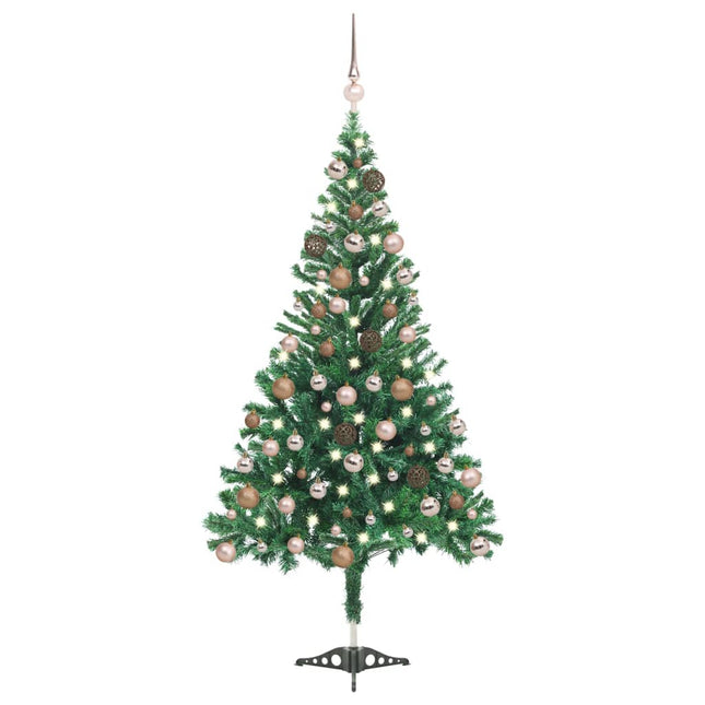 Kunstkerstboom Met Verlichting En Kerstballen 546 Takken 80 Cm 180 x 90 cm green and rose