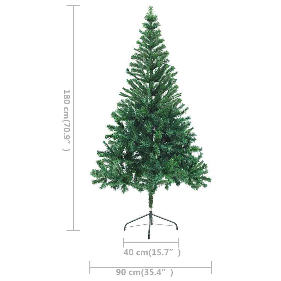 Kunstkerstboom Met Verlichting En Kerstballen 546 Takken 180 Cm 180 x 90 cm groen en roze