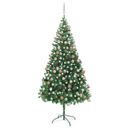 Kunstkerstboom 210 cm met verlichting en 120 ballen roségoud