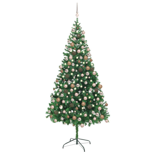 Kunstkerstboom Met Verlichting En Kerstballen 90 Takken 20 Cm 210 x 105 cm green and rose