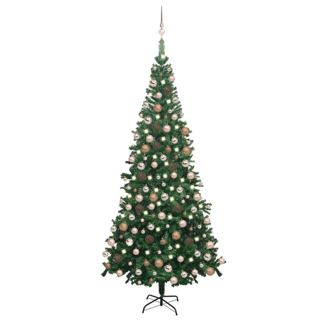 Kunstkerstboom Met Verlichting En Kerstballen L 240 Cm Groen 240 x 120 cm green and rose