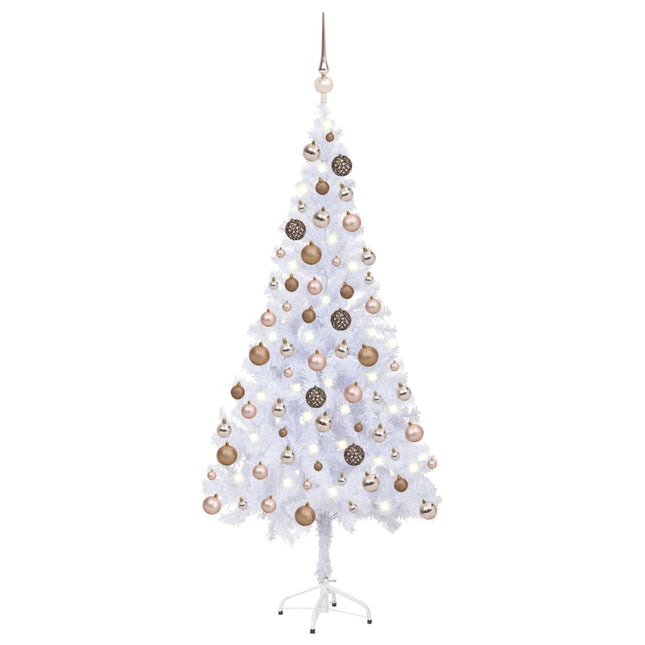 Kunstkerstboom Met Verlichting En Kerstballen 620 Takken 80 Cm 180 x 90 cm white and rose