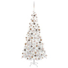 Kunstkerstboom Met Verlichting En Kerstballen L 240 Cm Wit 240 x 120 cm white and rose