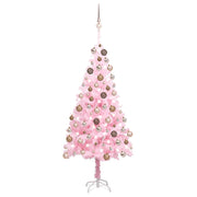 Kunstkerstboom 150 cm roze met verlichting en ballen