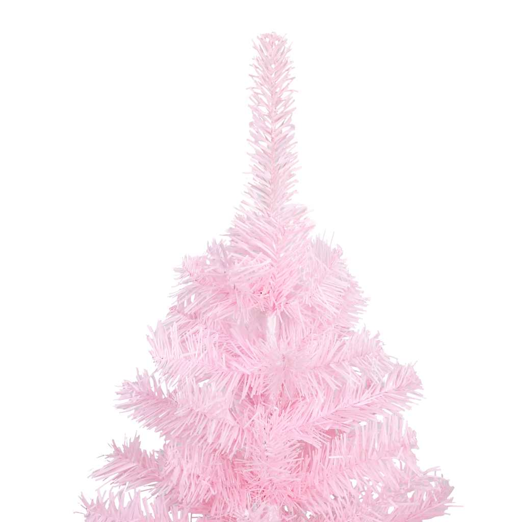 Kunstkerstboom met verlichting en kerstballen 150 cm PVC roze
