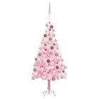 Kunstkerstboom Met Verlichting En Kerstballen 80 Cm Pvc 180 x 93 cm Roze en rosé