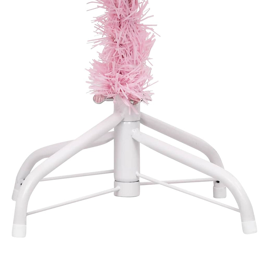 Kunstkerstboom met verlichting en kerstballen 180 cm PVC roze