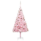 Kunstkerstboom Met Verlichting En Kerstballen 240 Cm Pvc 240 x 120 cm Roze en rosé