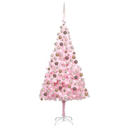 Kunstkerstboom 240 cm roze met verlichting en kerstballen