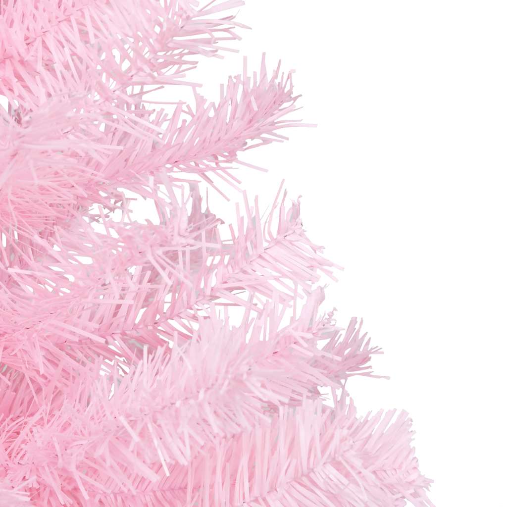 Kunstkerstboom met verlichting en kerstballen 240 cm PVC roze