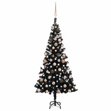 Kunstkerstboom met verlichting en kerstballen 120 cm PVC zwart