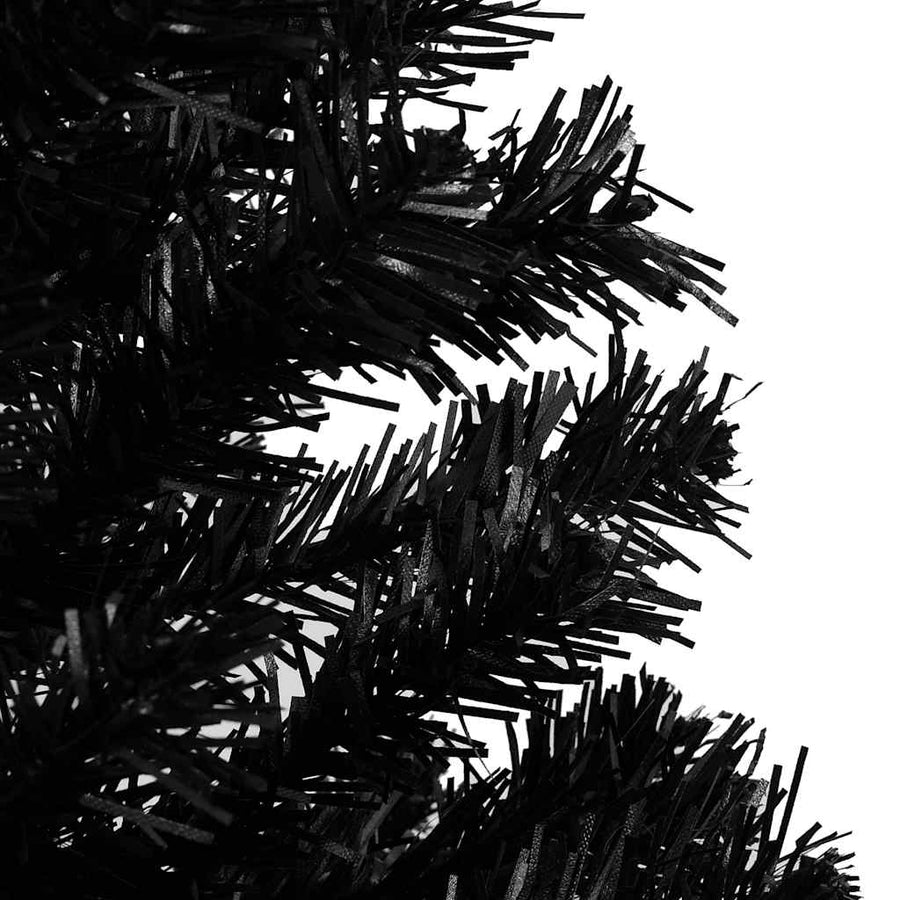 Kunstkerstboom met verlichting en kerstballen 120 cm PVC zwart