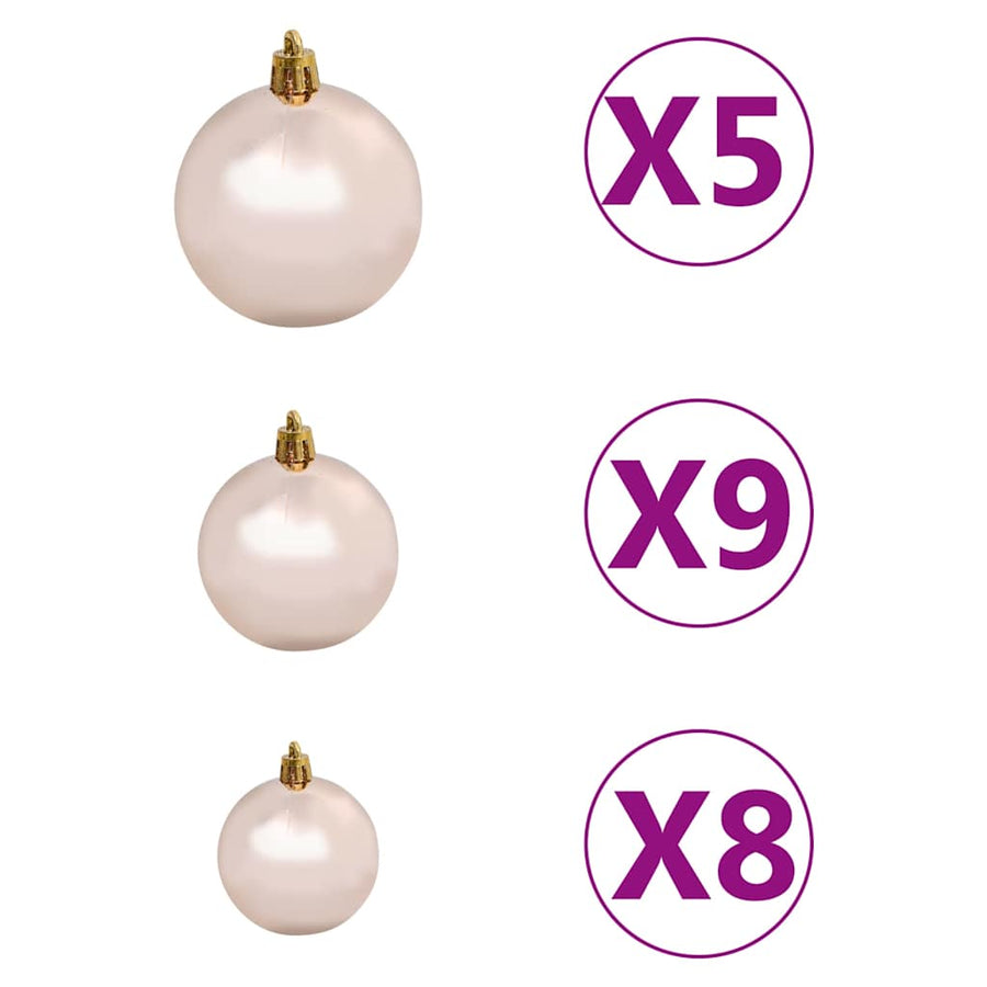 Kunstkerstboom met verlichting en kerstballen 120 cm PVC zwart