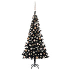 Kunstkerstboom Met Verlichting En Kerstballen 50 Cm Pvc 150 x 75 cm Zwart en rosé