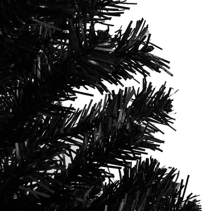 Kunstkerstboom met verlichting en kerstballen 150 cm PVC zwart