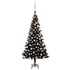 Kunstkerstboom 180 cm zwart met verlichting en ballen