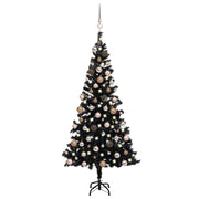 Kunstkerstboom 180 cm zwart met verlichting en ballen