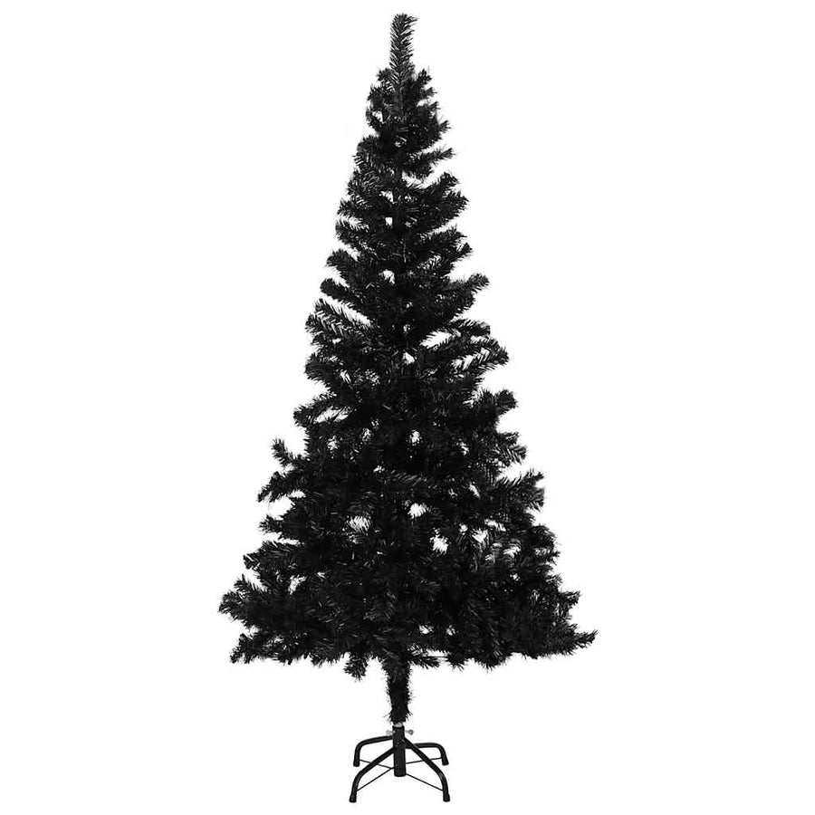 Kunstkerstboom Met Verlichting En Kerstballen 180 Cm Pvc 180 x 93 cm Zwart en rosé