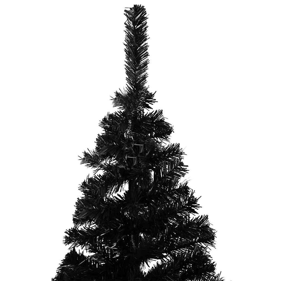 Kunstkerstboom Met Verlichting En Kerstballen 180 Cm Pvc 180 x 93 cm Zwart en rosé