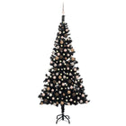 Kunstkerstboom Met Verlichting En Kerstballen 20 Cm Pvc 210 x 120 cm Zwart en rosé