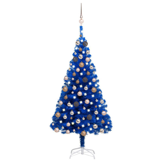 Kunstkerstboom Met Verlichting En Kerstballen 20 Cm Pvc 120 x 65 cm Blauw en rosé